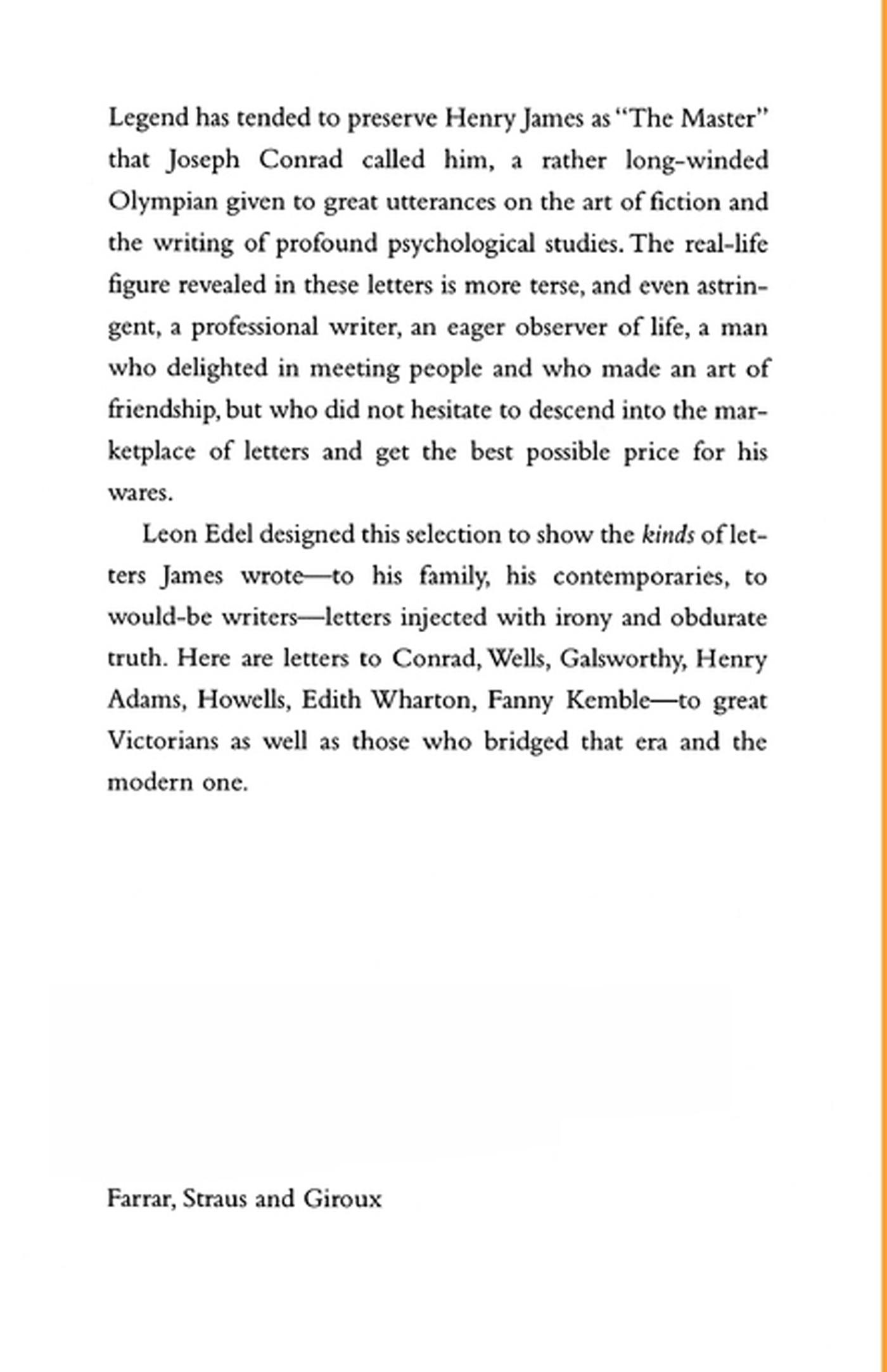 Rückseitencover The Selected Letters of Henry James
