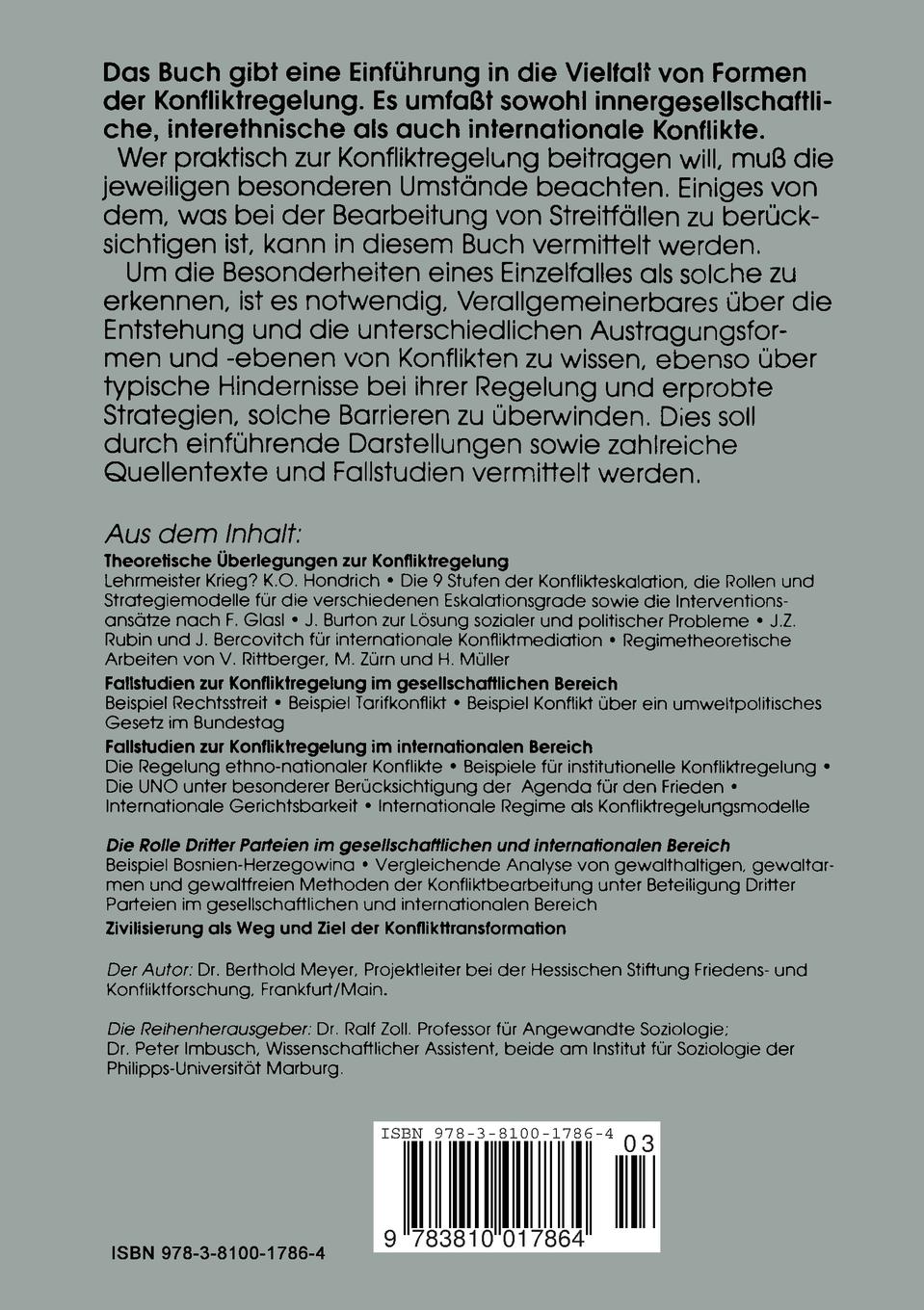 Rückseitencover Formen der Konfliktregelung