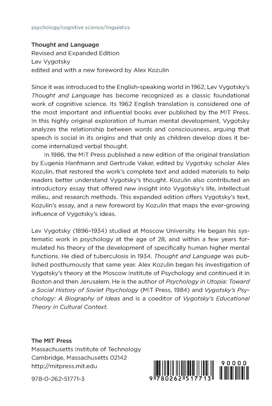 Rückseitencover Thought and Language, revised and expanded edition