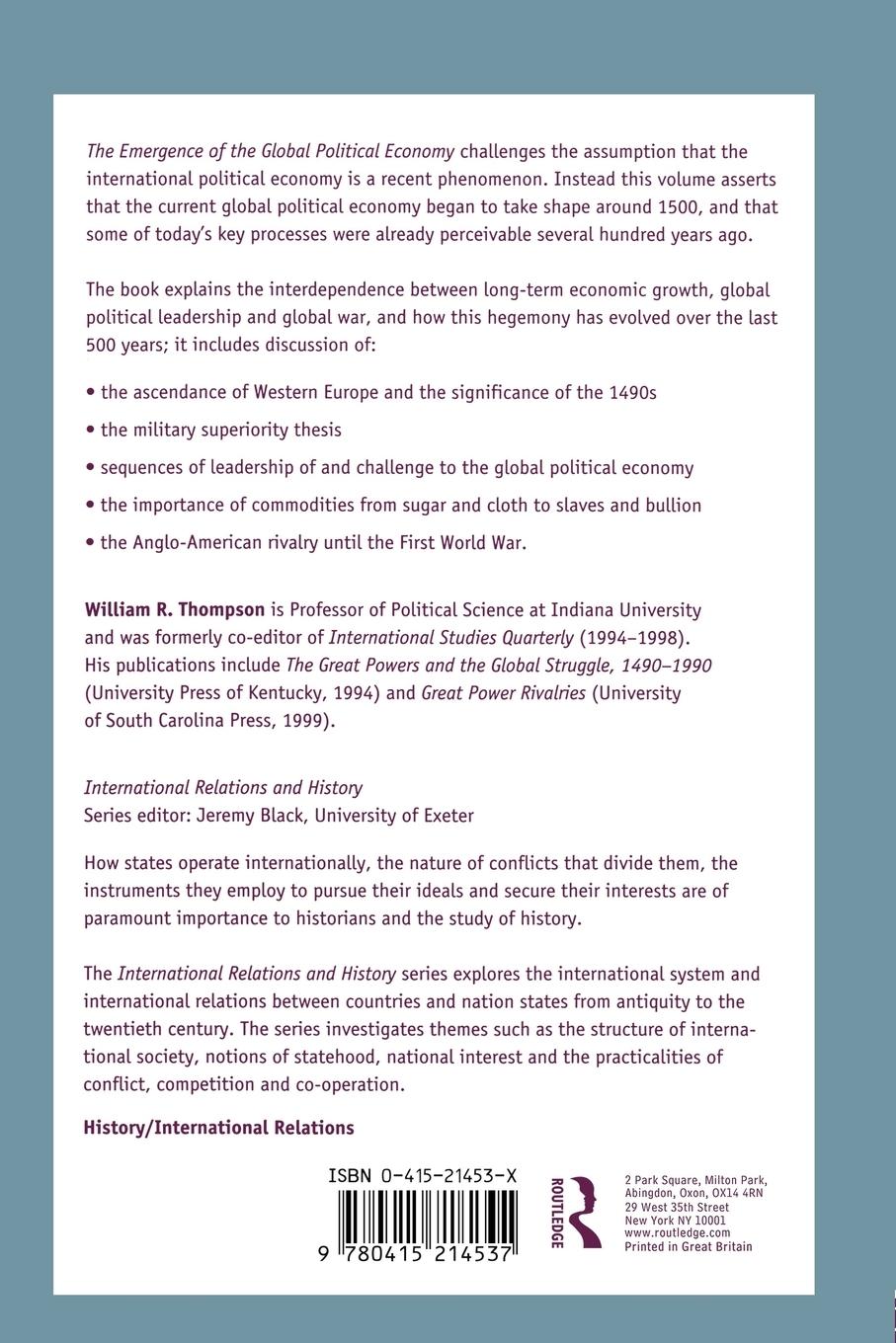Rückseitencover The Emergence of the Global Political Economy