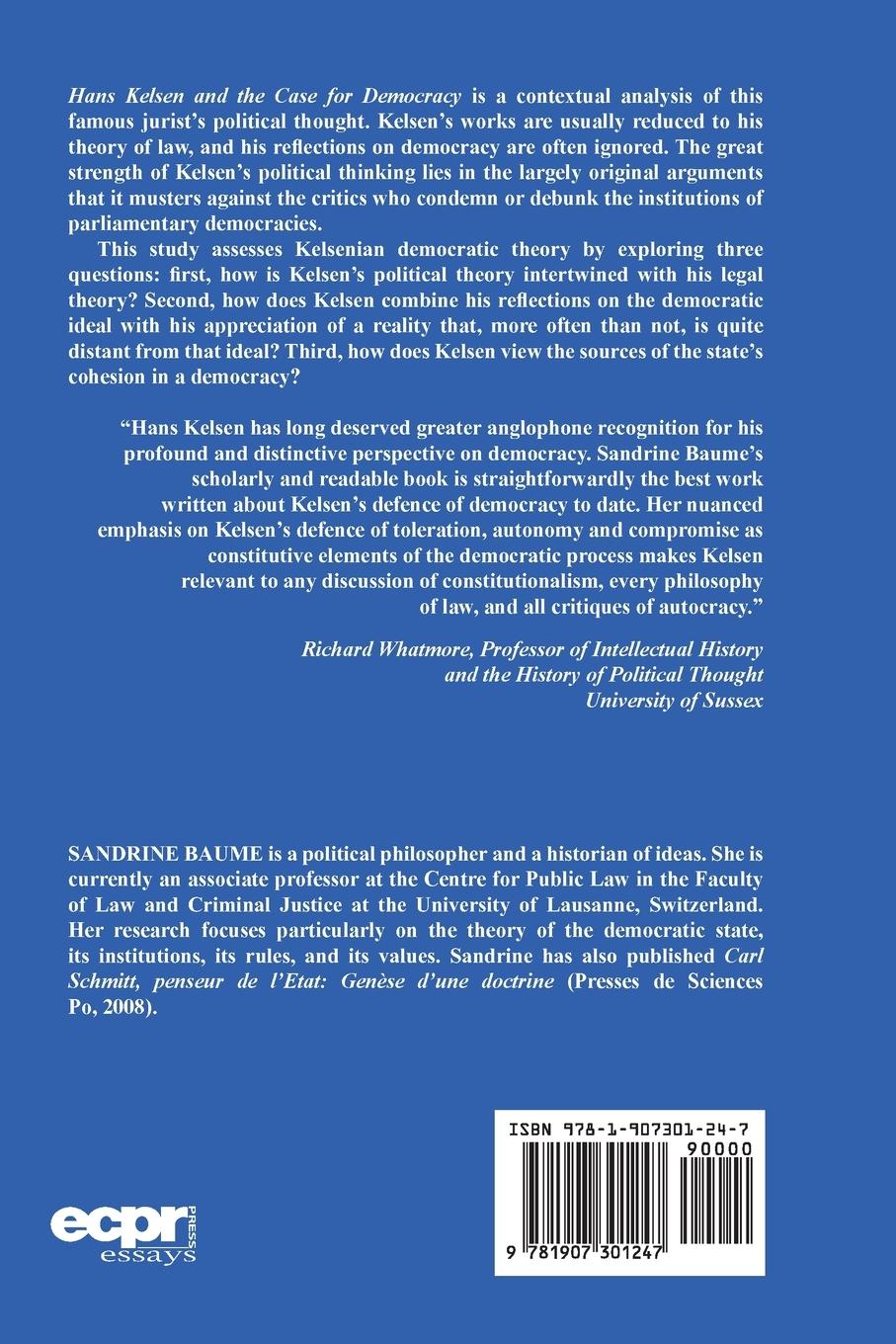 Rückseitencover Hans Kelsen and the Case for Democracy