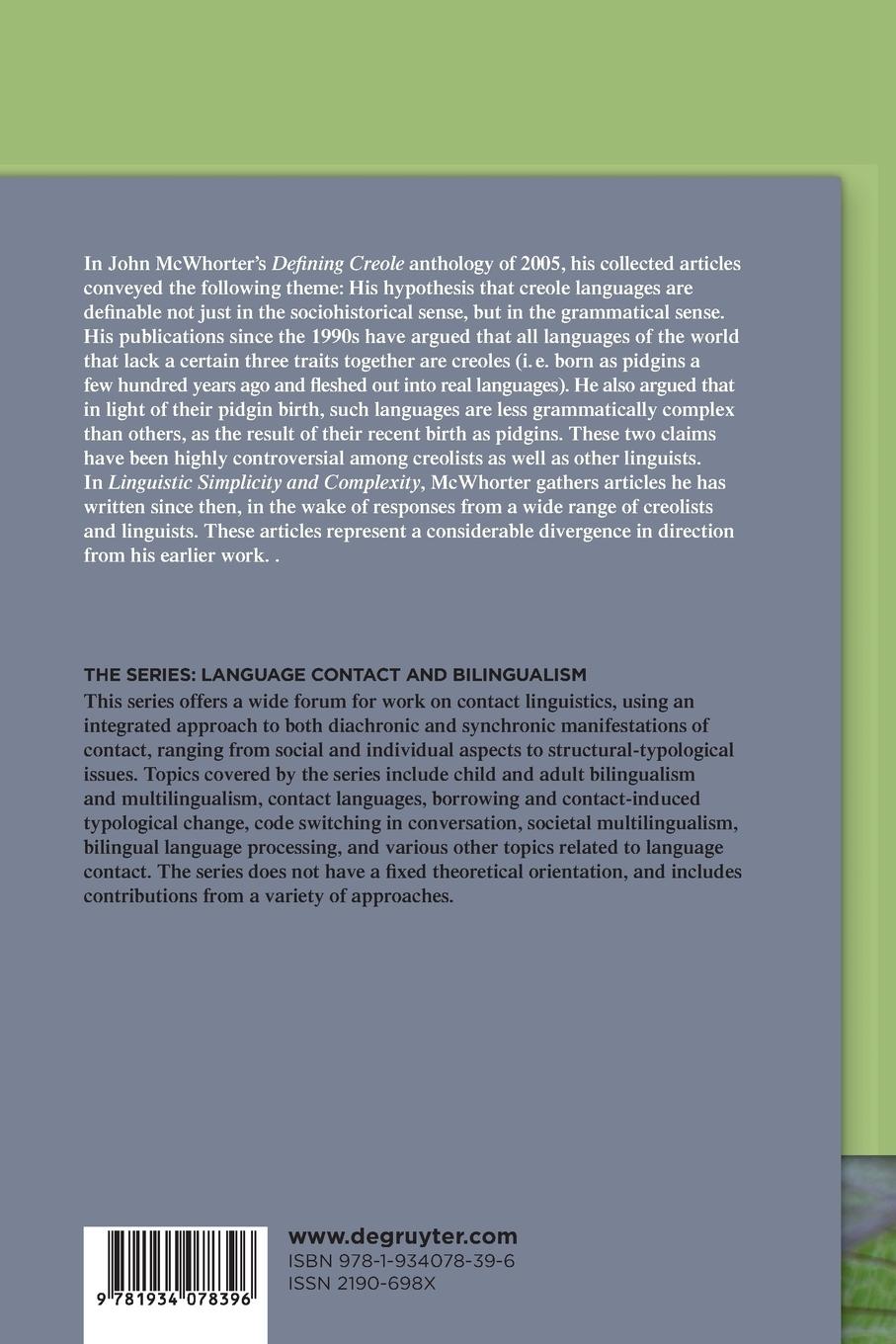 Rückseitencover Linguistic Simplicity and Complexity