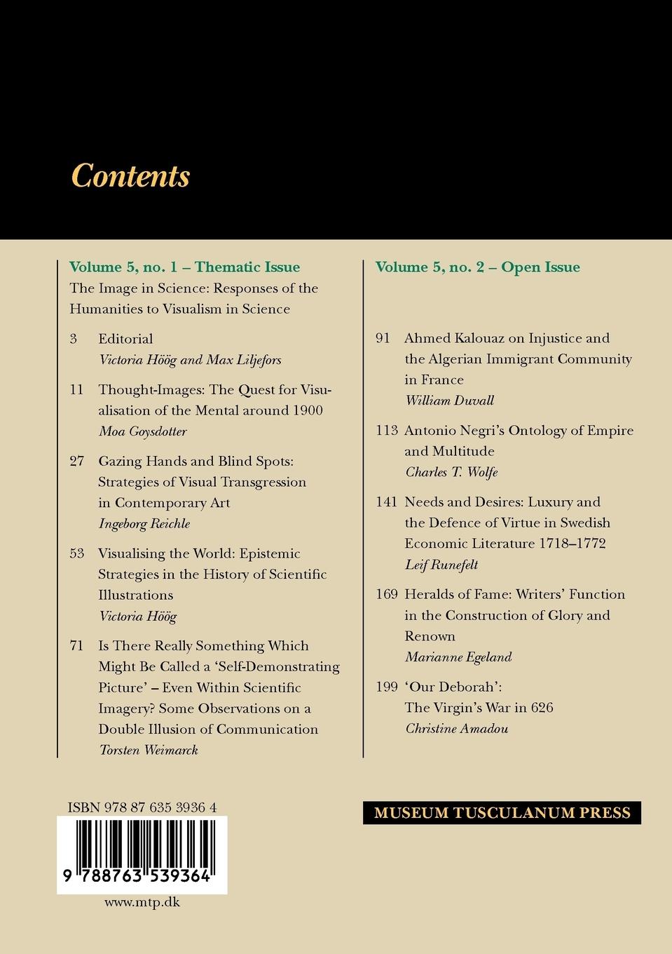 Rückseitencover Ideas in History, vol. 5. no. 1-2