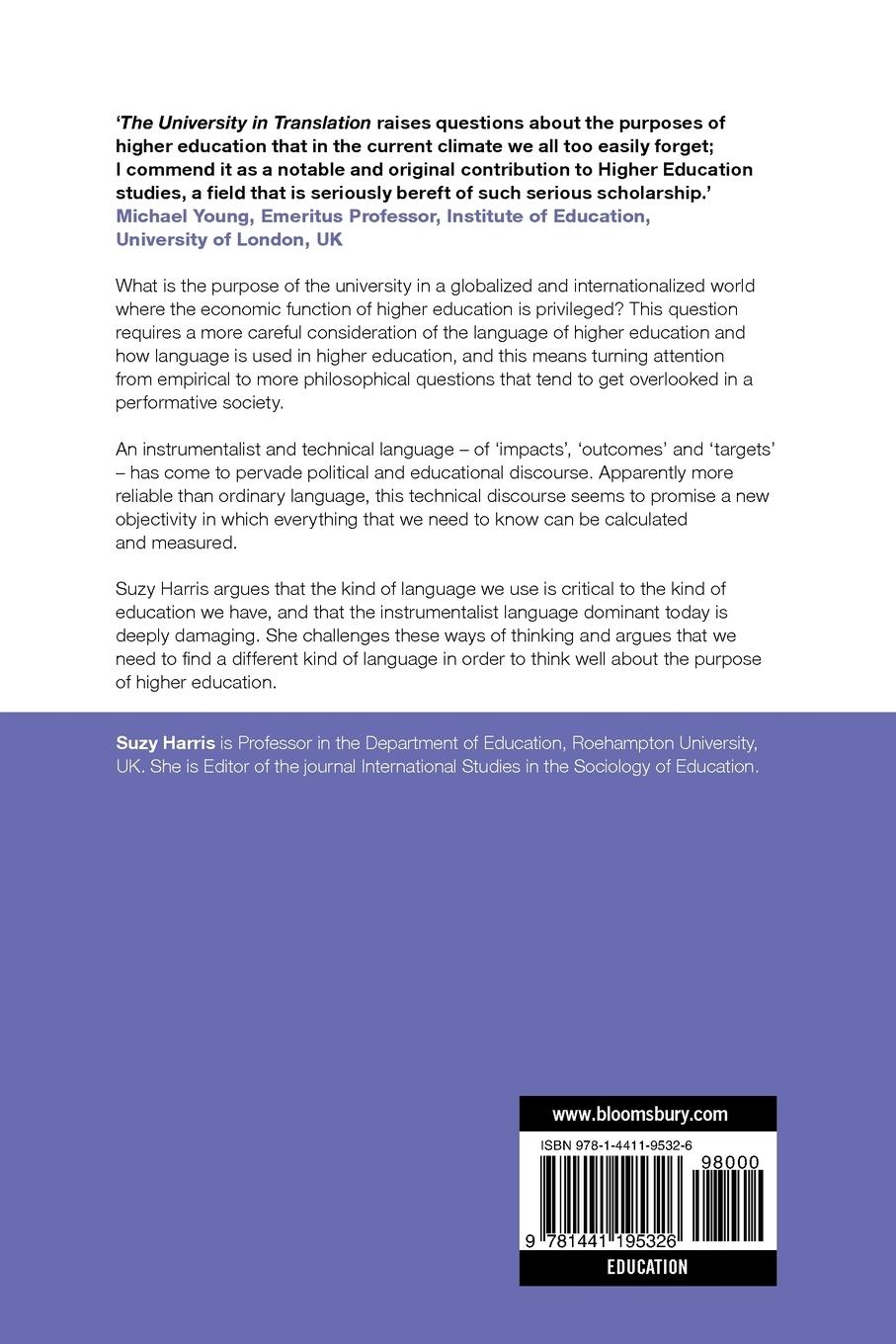 Rückseitencover The University in Translation