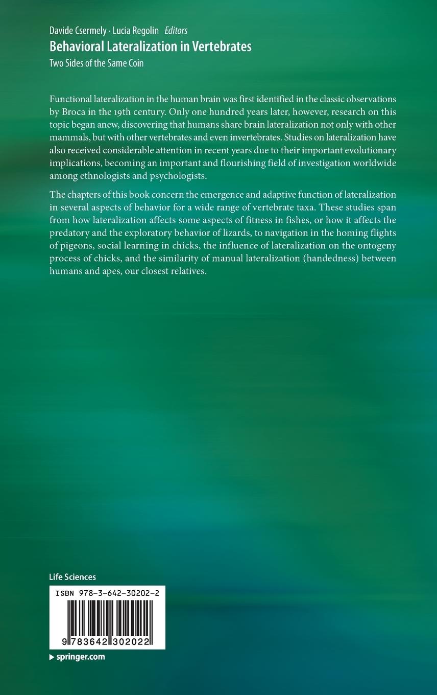 Rückseitencover Behavioral Lateralization in Vertebrates