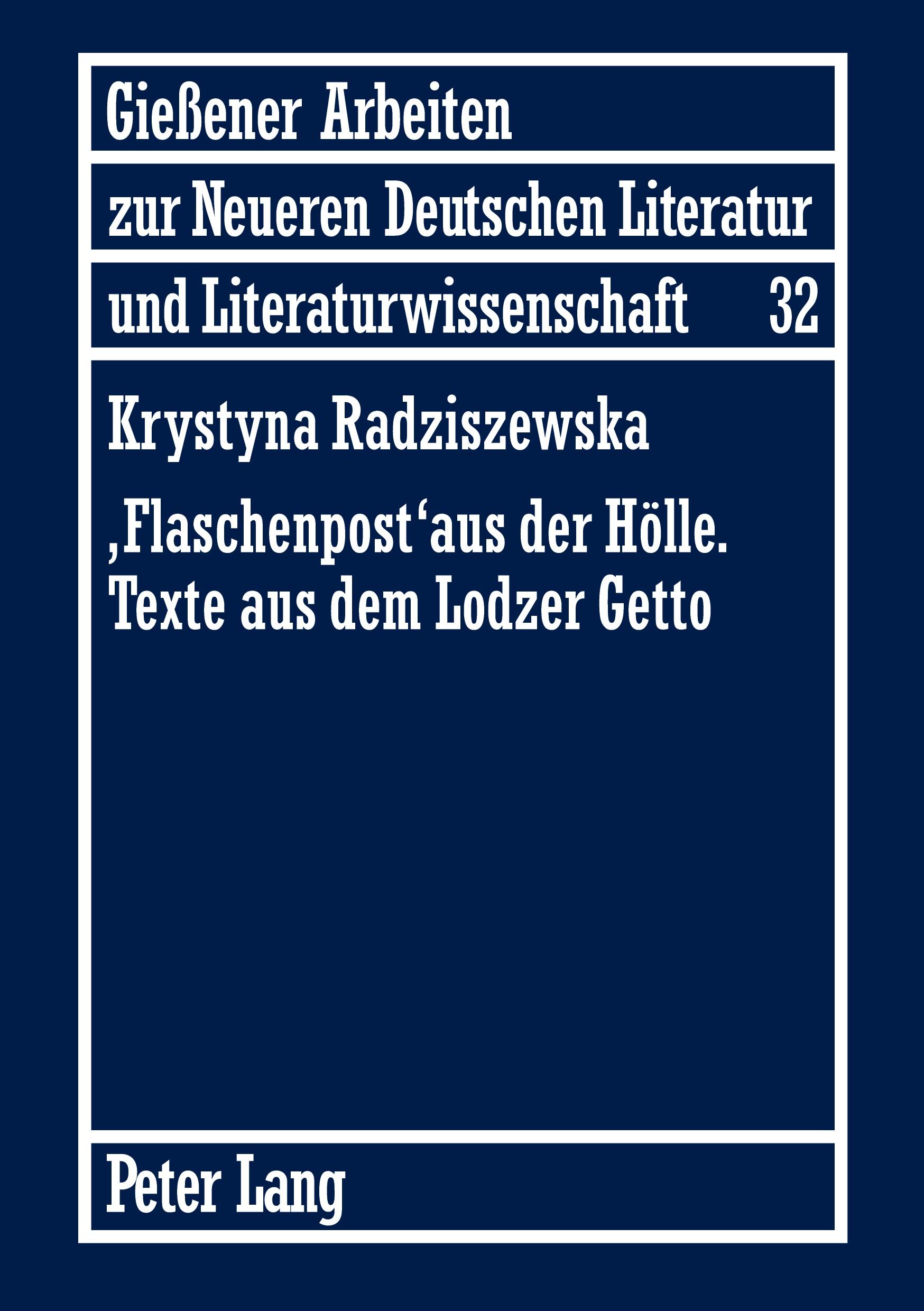 Vorderes Coverbild 'Flaschenpost' aus der Hölle. Texte aus dem Lodzer Getto