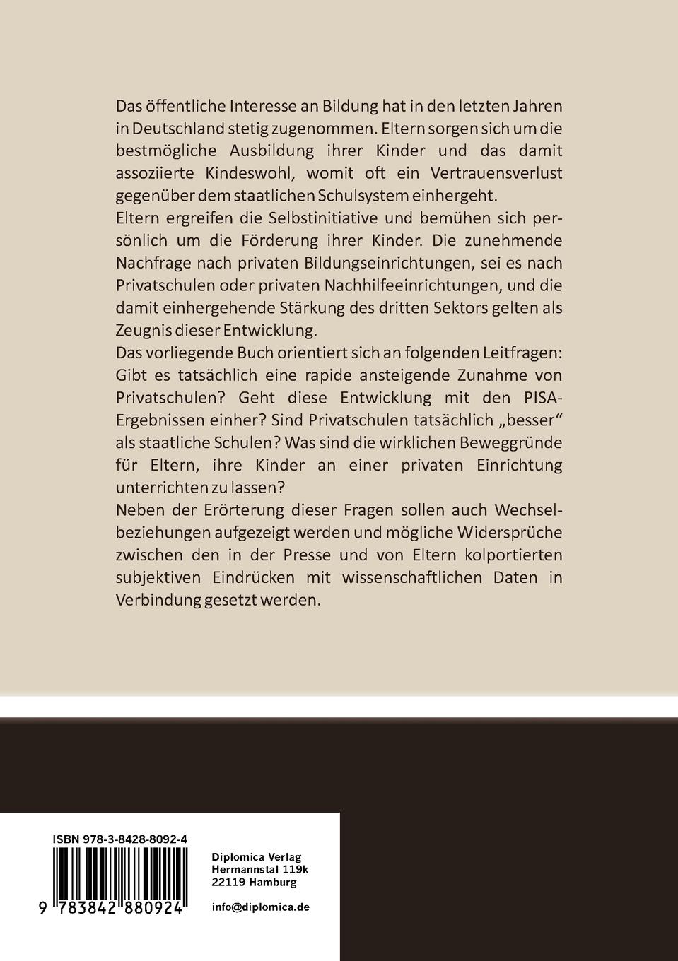 Rückseitencover Privatschulen: Der Einstieg in das Karrierenetzwerk