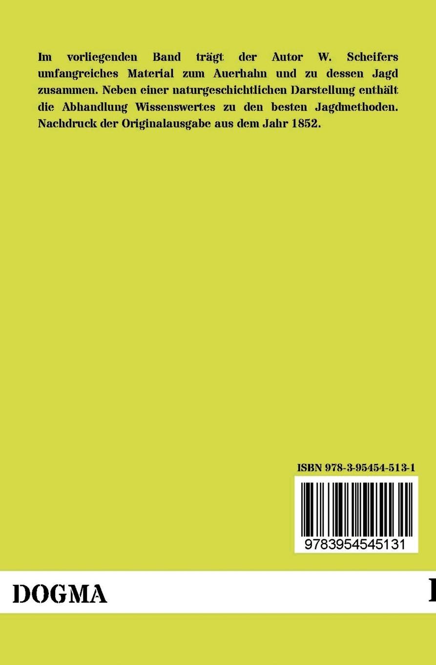 Rückseitencover Der Auerhahn und dessen Jagd