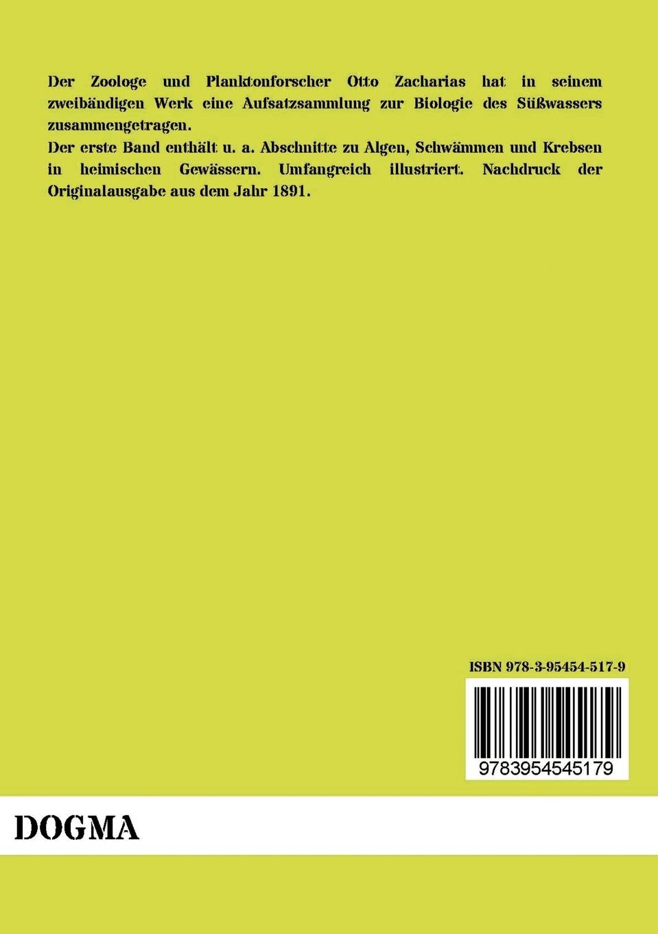 Rückseitencover Die Tier- und Pflanzenwelt des Süßwassers