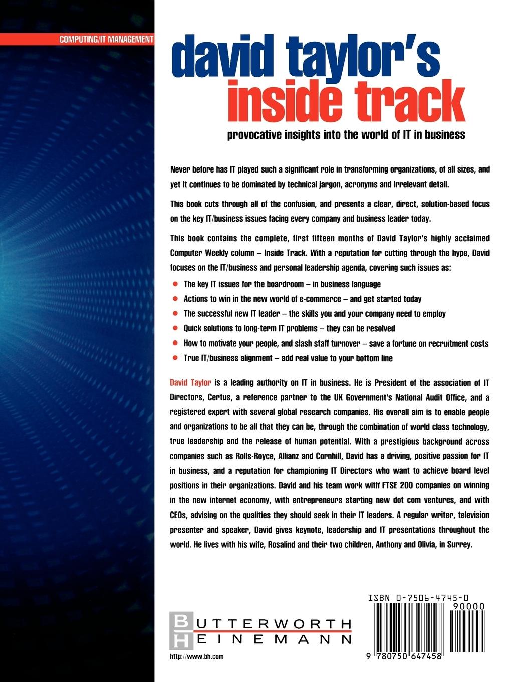 Rückseitencover David Taylor's Inside Track