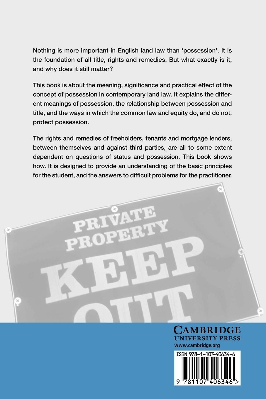 Rückseitencover Possession of Land