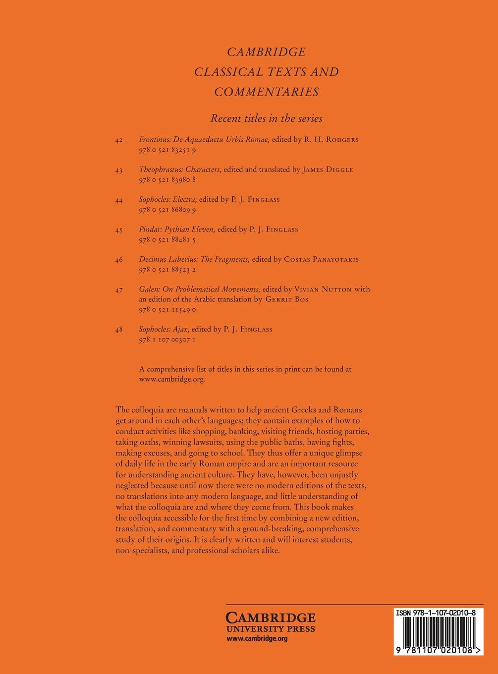 Rückseitencover The Colloquia of the Hermeneumata Pseudodositheana