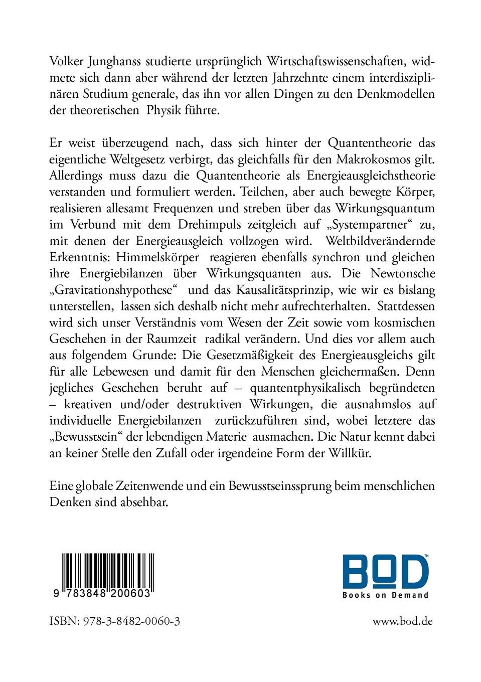 Rückseitencover Von einem neuen Verständnis der Quantentheorie zur Kosmologie des Bewusstseins