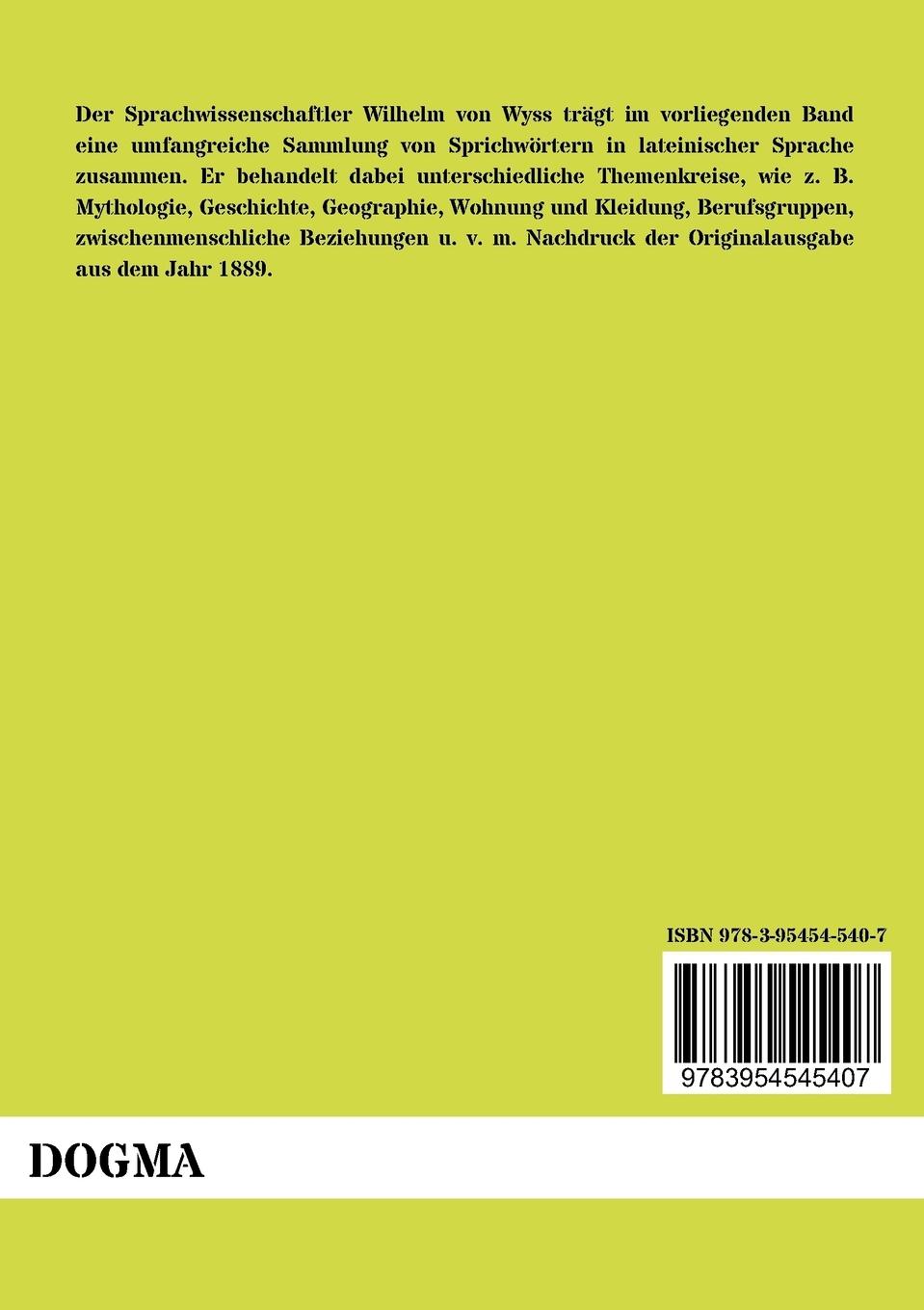 Rückseitencover Die Sprichwörter bei den römischen Komiker