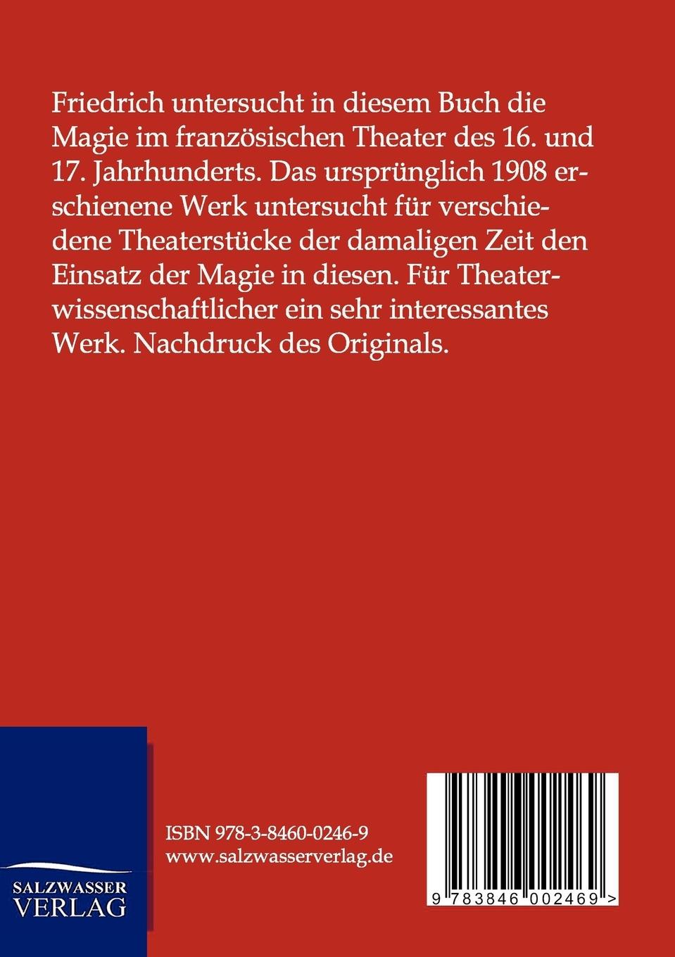 Rückseitencover Die Magie im Französischen Theater des XVI. und XVII. Jahrhunderts