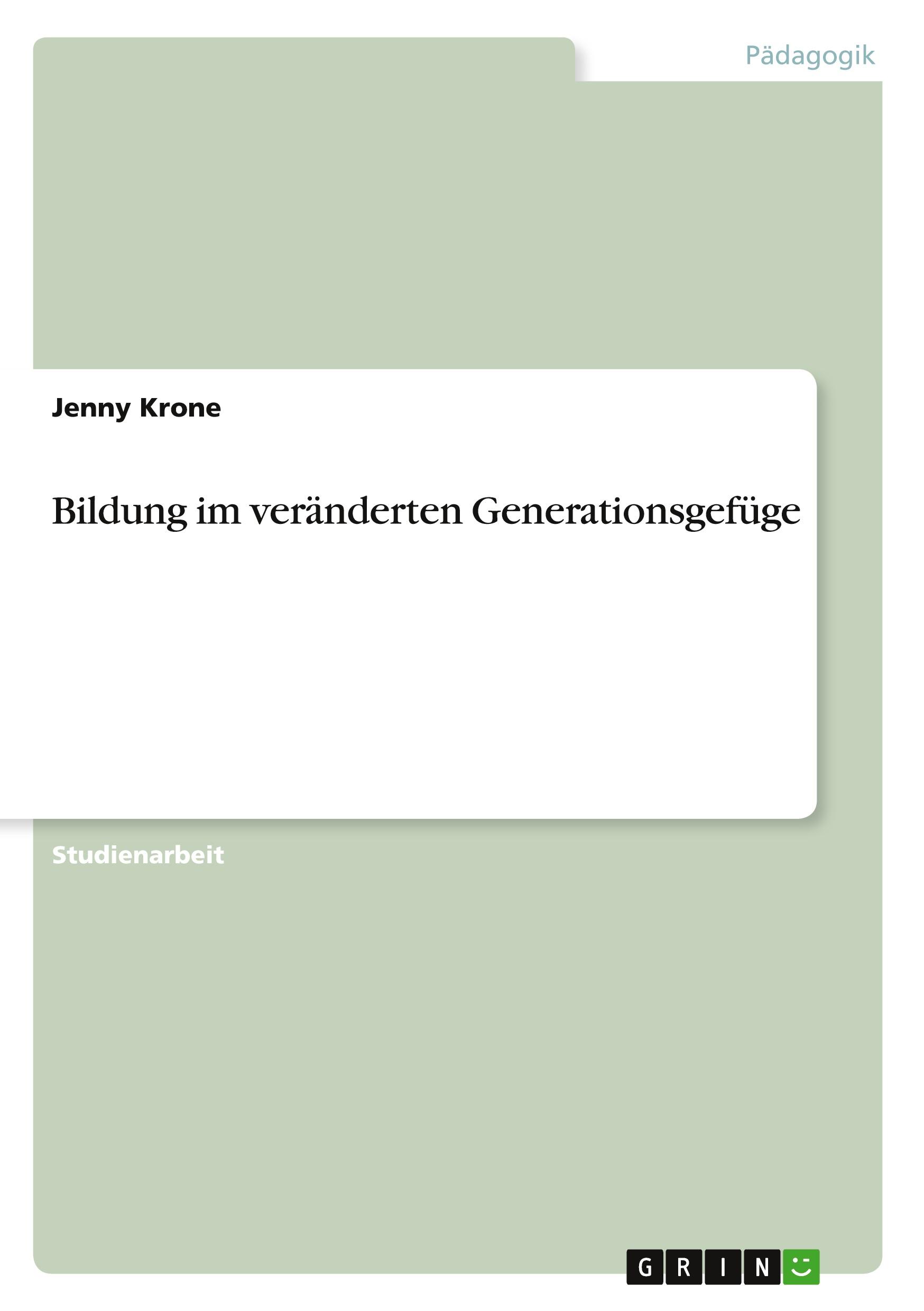 Vorderes Coverbild Bildung im veränderten Generationsgefüge