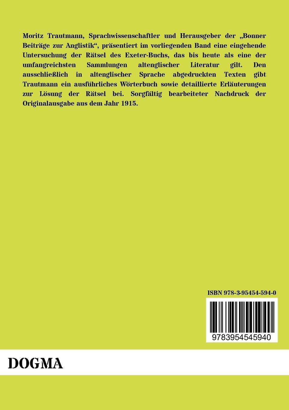 Rückseitencover Die Rätsel des Exeterbuchs