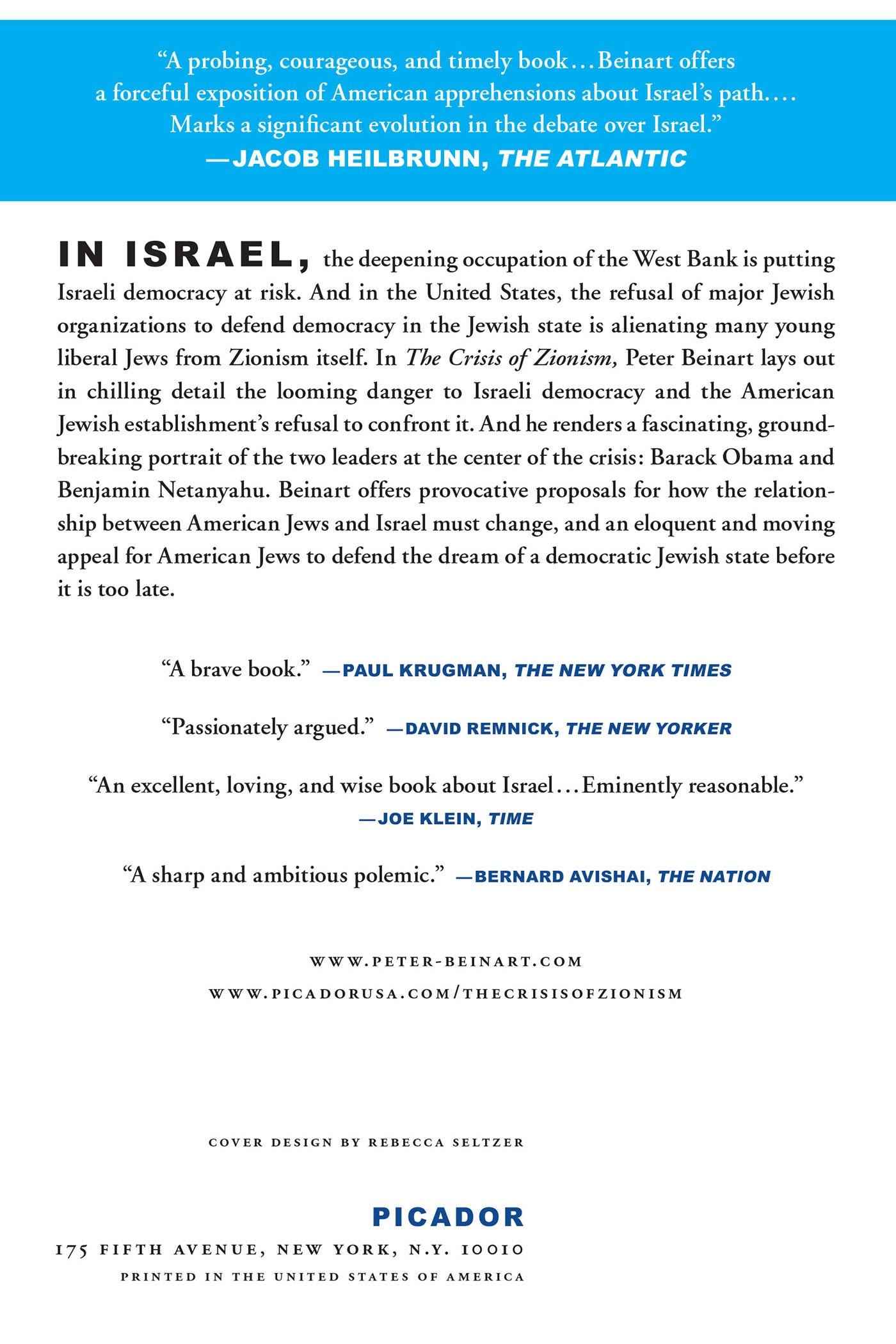 Rückseitencover Crisis of Zionism