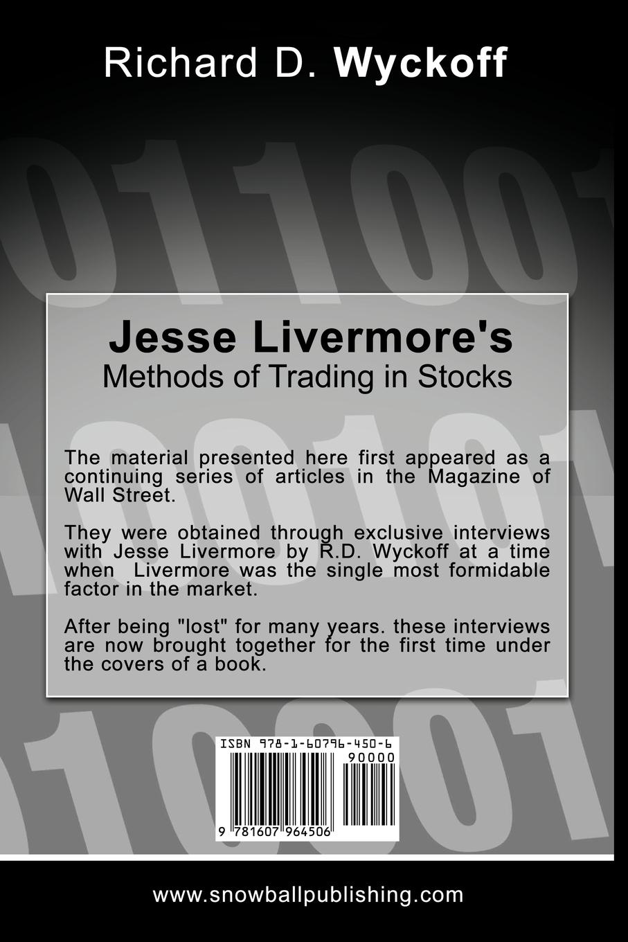 Rückseitencover Jesse Livermore's Methods of Trading in Stocks
