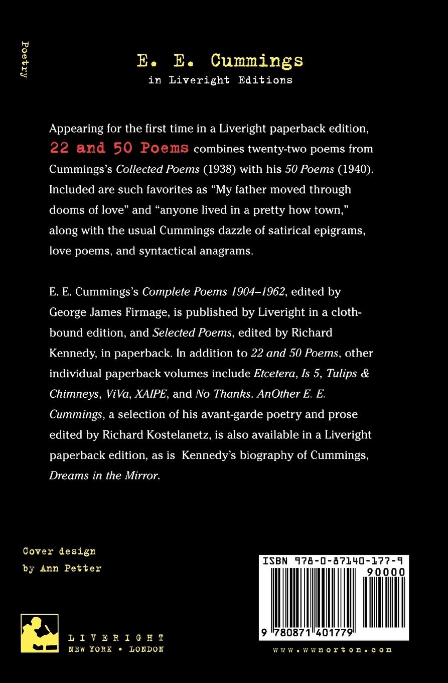 Rückseitencover 22 and 50 Poems by e. e. cummings