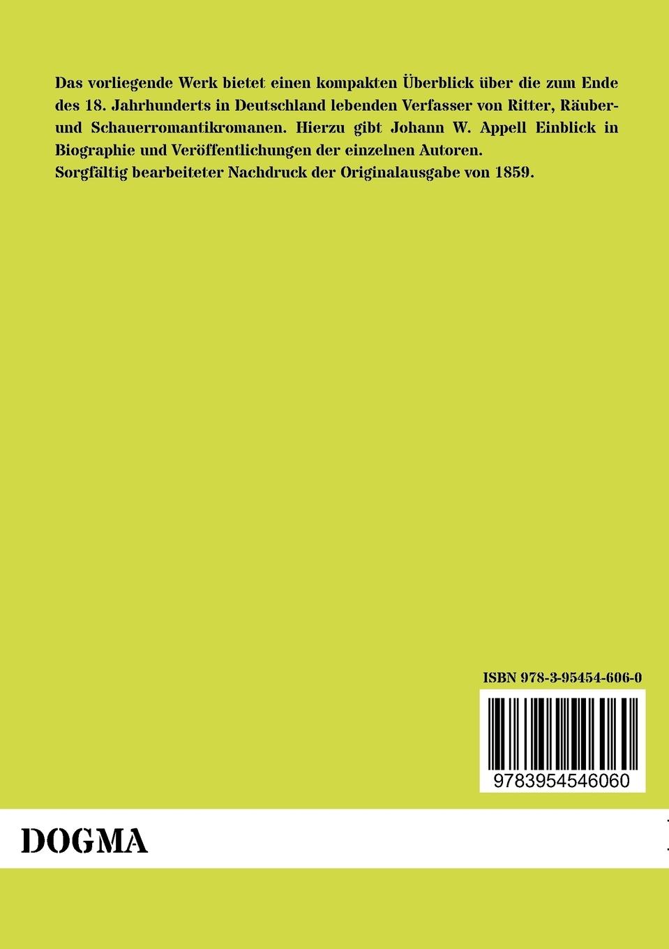 Rückseitencover Die Ritter-, Räuber- und Schauerromantik