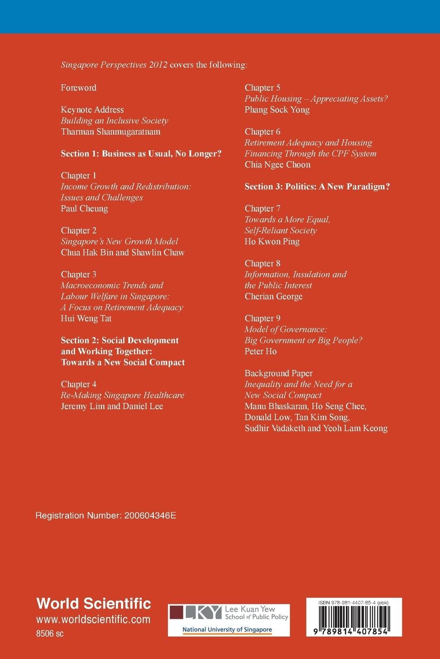 Rückseitencover SINGAPORE PERSPECTIVES 2012
