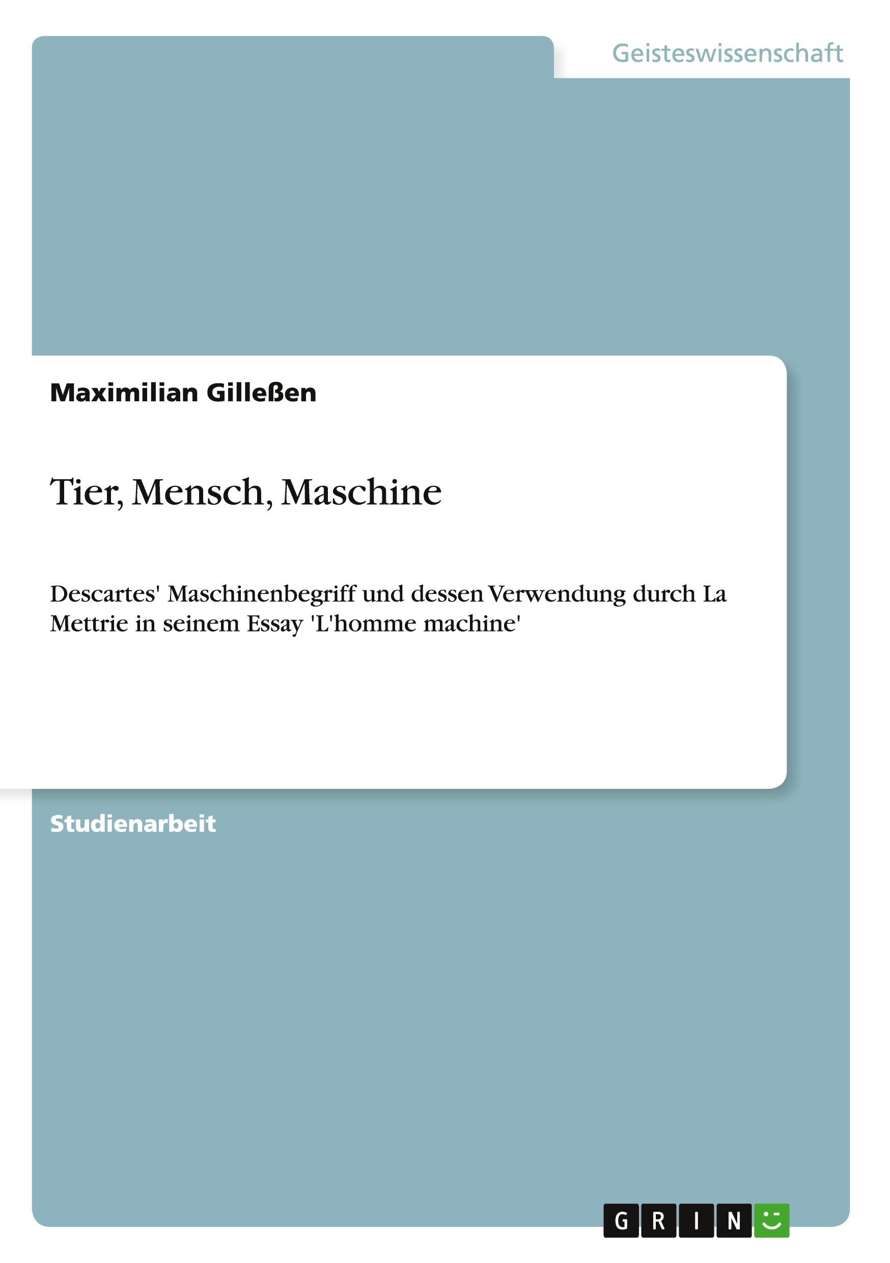 Vorderes Coverbild Tier, Mensch, Maschine