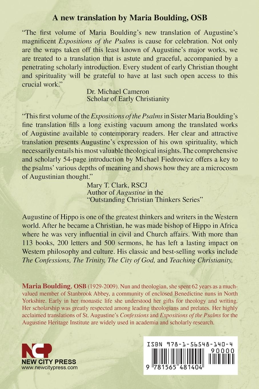 Rückseitencover Expositions of the Psalms,  Volume 1 Study Edition