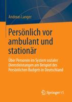 Vorderes Coverbild Persönlich vor ambulant und stationär