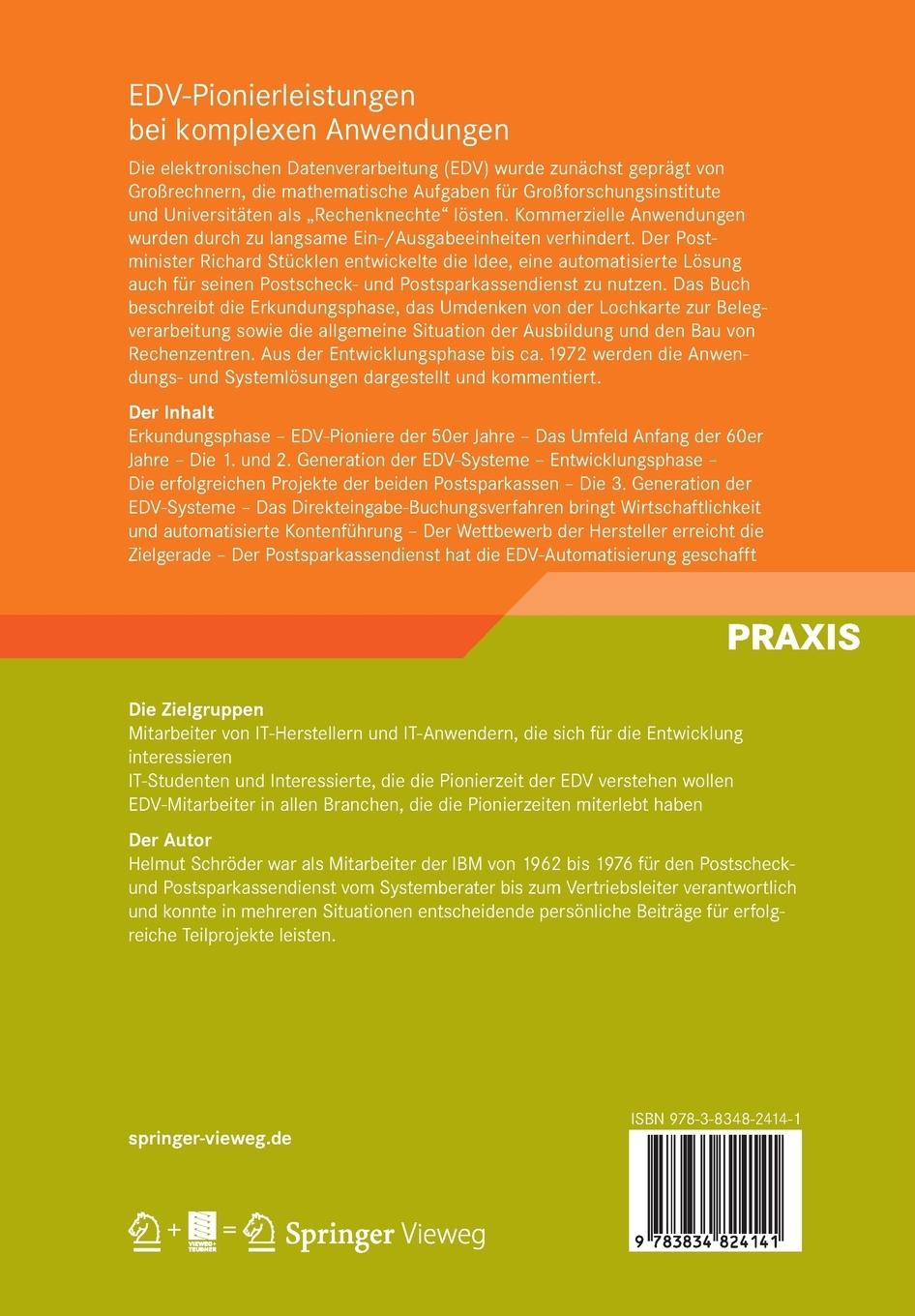 Rückseitencover EDV-Pionierleistungen bei komplexen Anwendungen