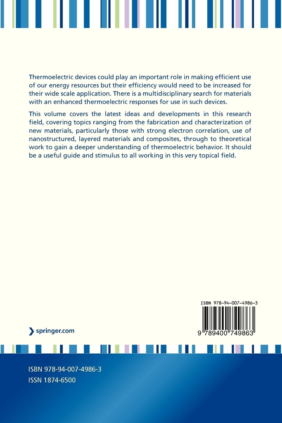 Rückseitencover New Materials for Thermoelectric Applications: Theory and Experiment
