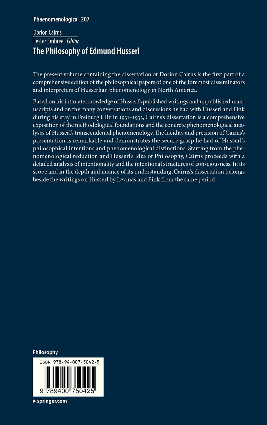 Rückseitencover The Philosophy of Edmund Husserl