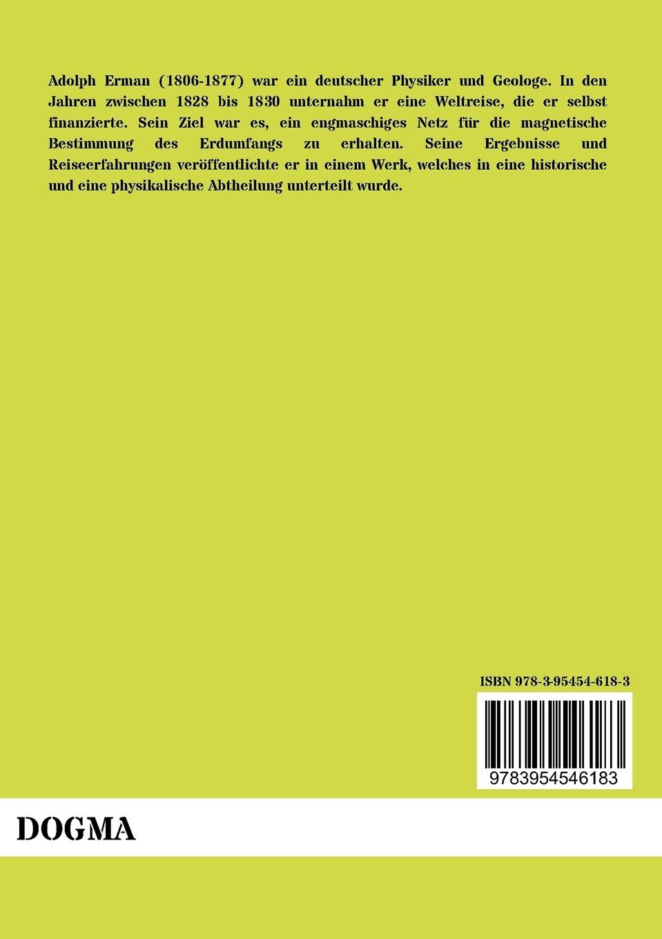Rückseitencover Reise um die Erde durch Nord-Asien und die beiden Oceane in den Jahre 1828, 1829  und 1830