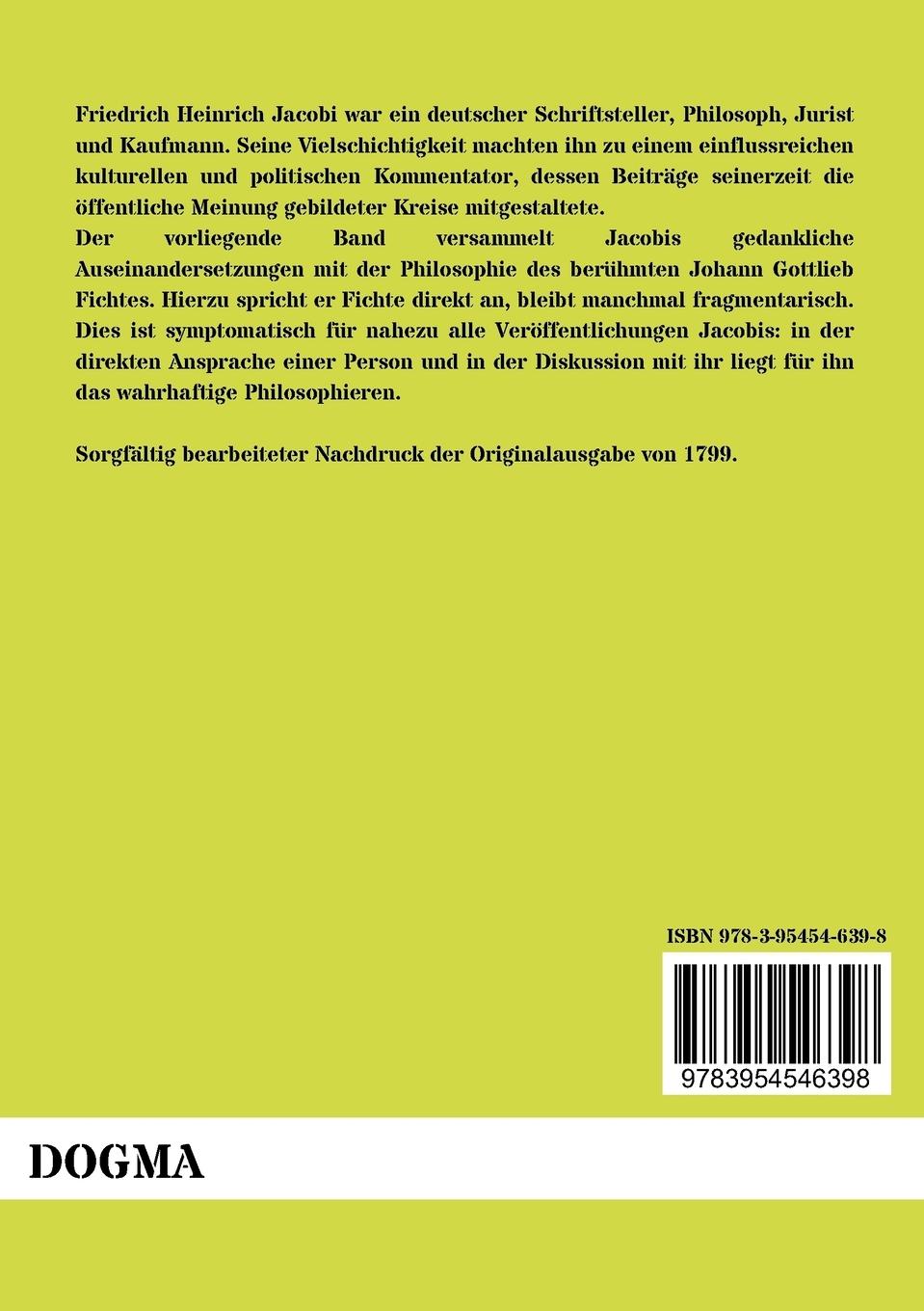 Rückseitencover Jacobi an Fichte