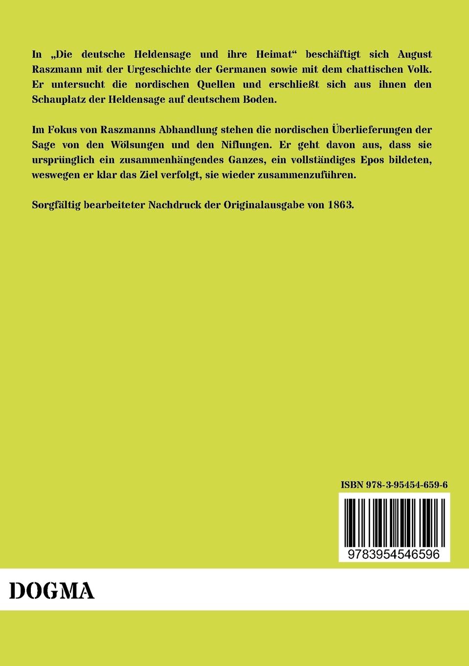 Rückseitencover Die deutsche Heldensage und ihre Heimat