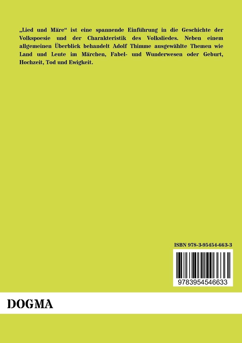 Rückseitencover Lied und Märe