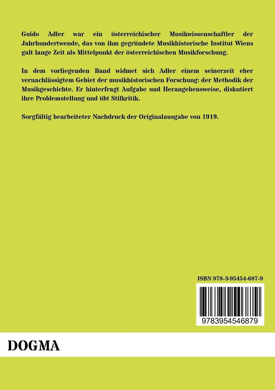 Rückseitencover Methode der Musikgeschichte