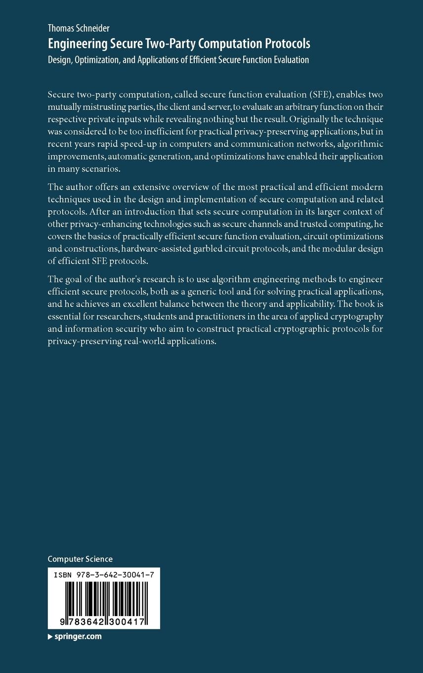 Rückseitencover Engineering Secure Two-Party Computation Protocols