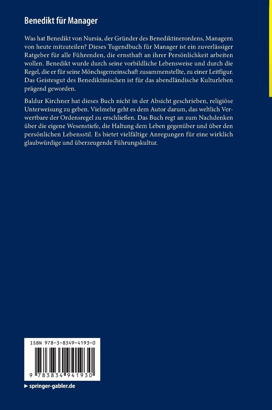 Rückseitencover Benedikt für Manager