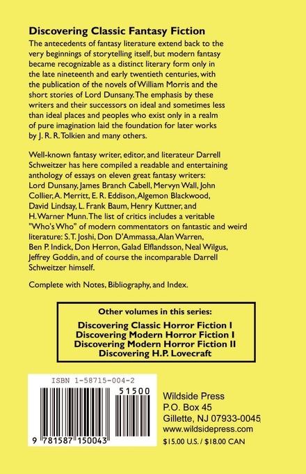 Rückseitencover Discovering Classic Fantasy Fiction