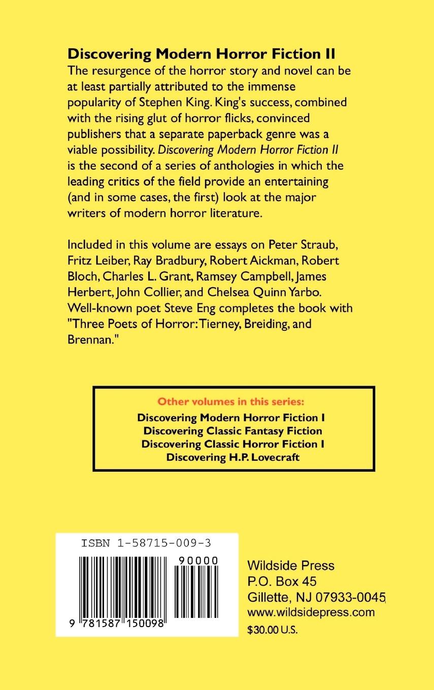 Rückseitencover Discovering Modern Horror Fiction II