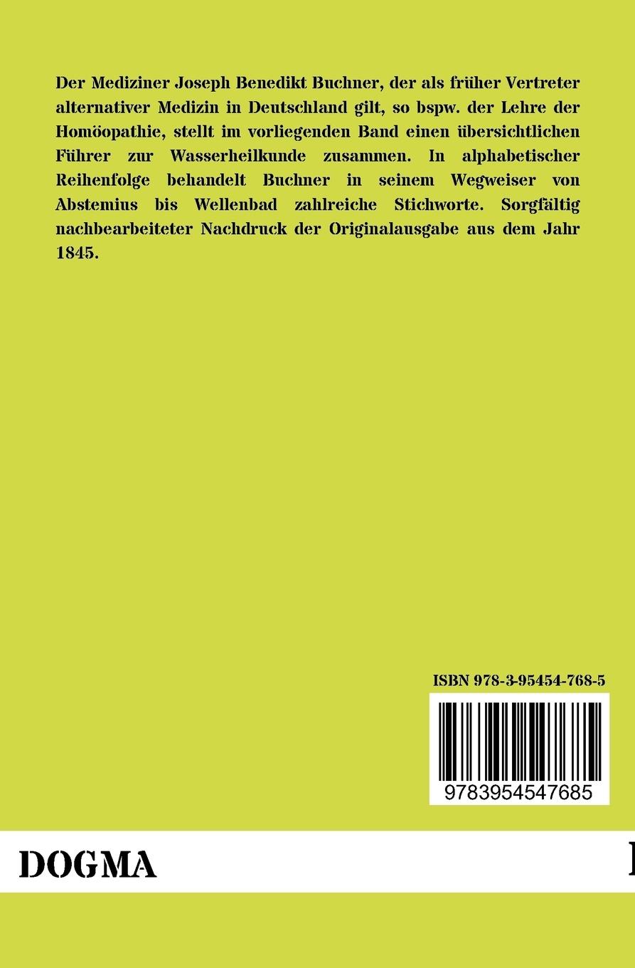 Rückseitencover Vademecum für Wasserfreunde und Kurgäste in Wasserheilanstalten