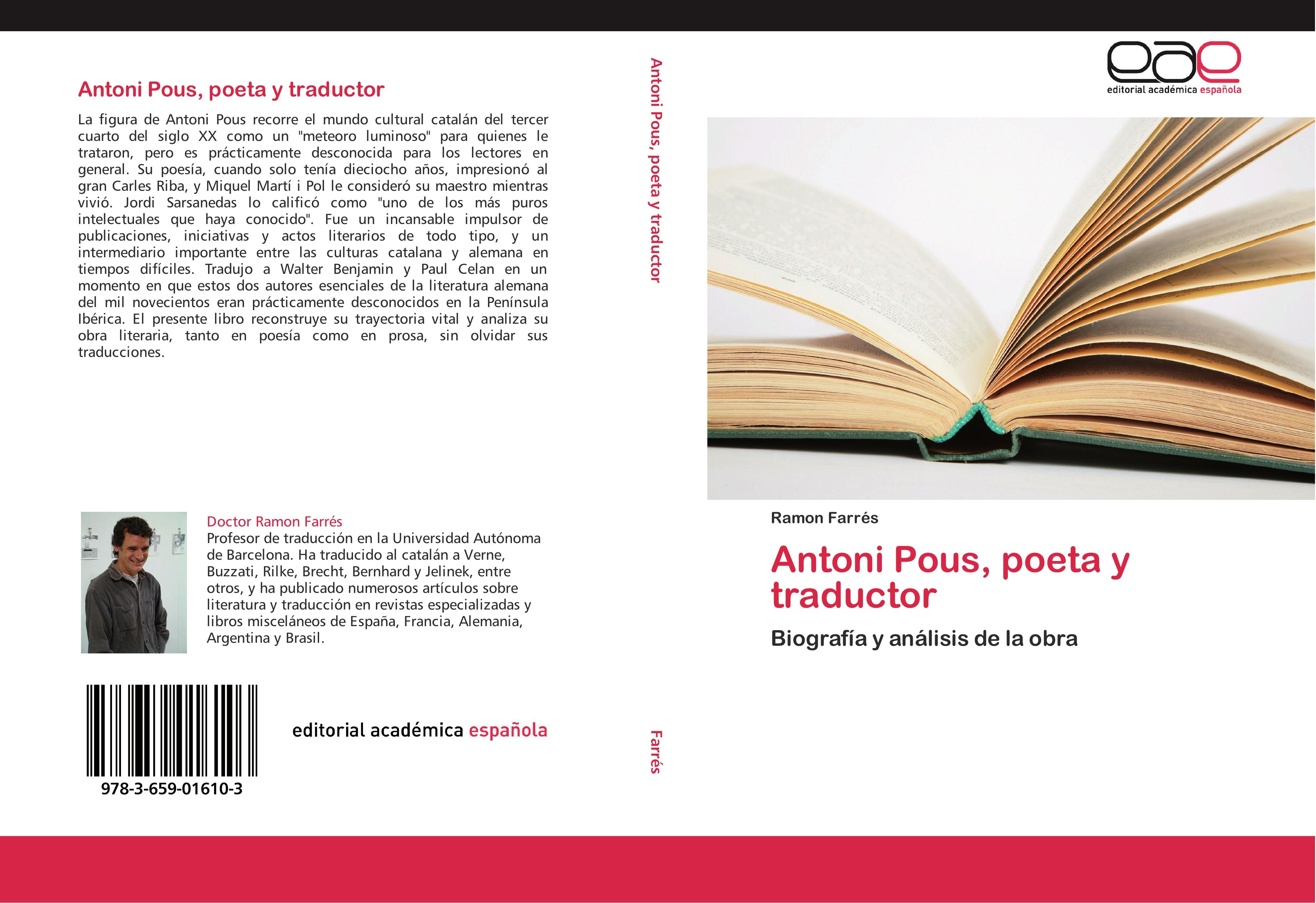 Vorderes Coverbild Antoni Pous, poeta y traductor