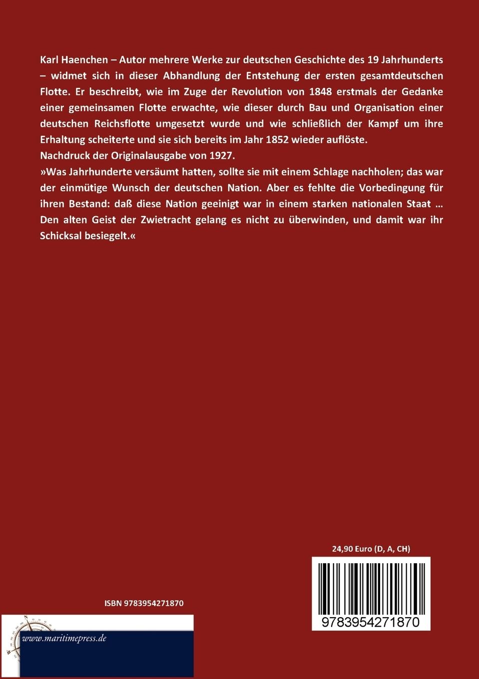 Rückseitencover Die deutsche Flotte von 1848
