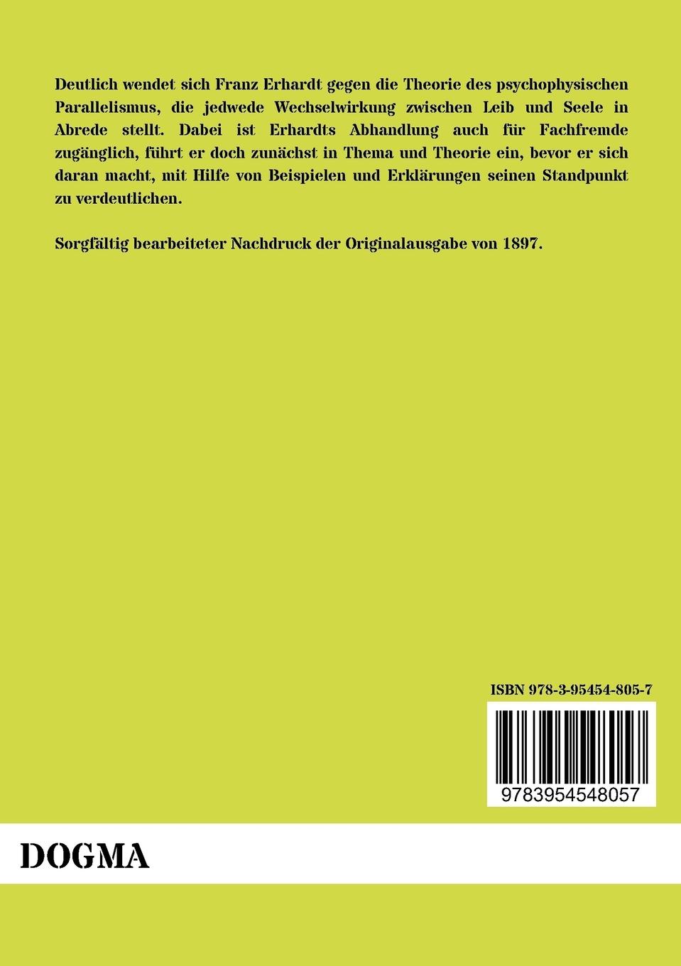 Rückseitencover Die Wechselwirkung zwischen Leib und Seele