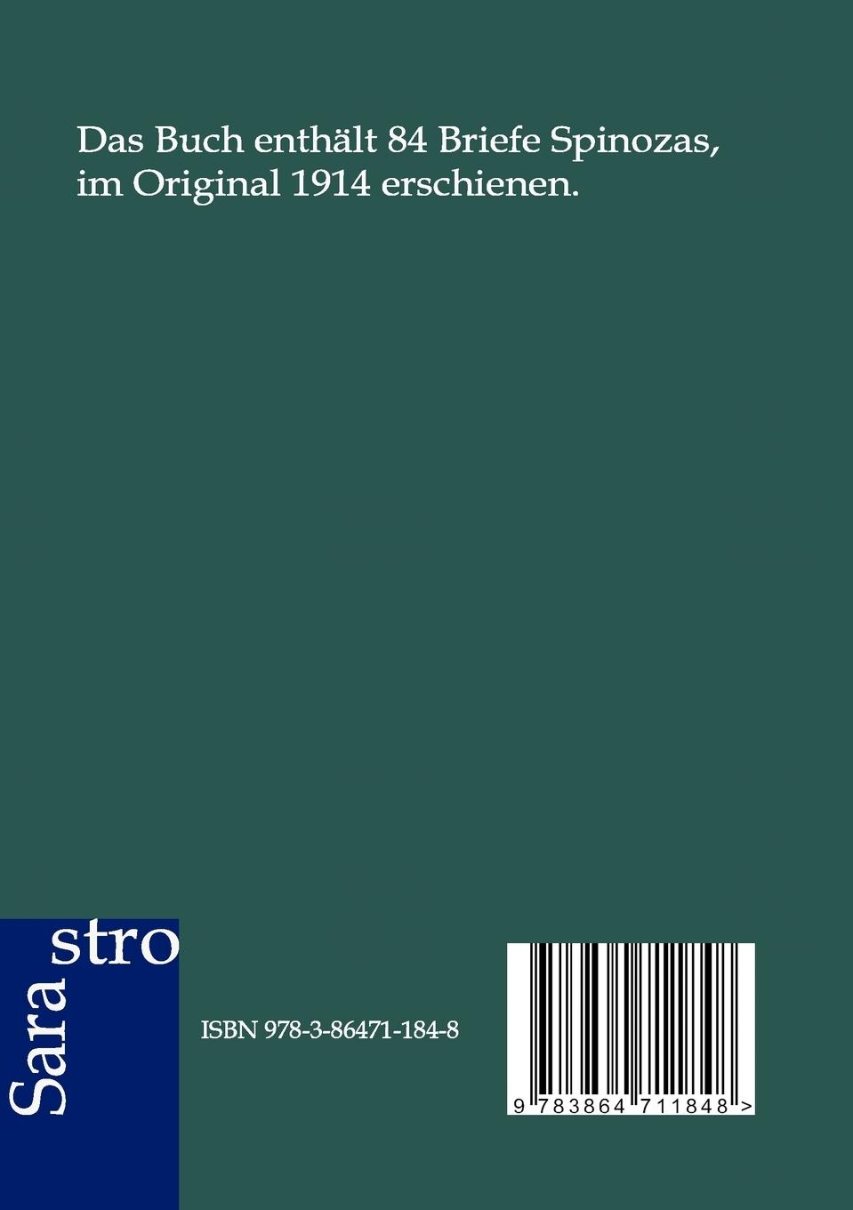 Rückseitencover Spinoza: Briefwechsel