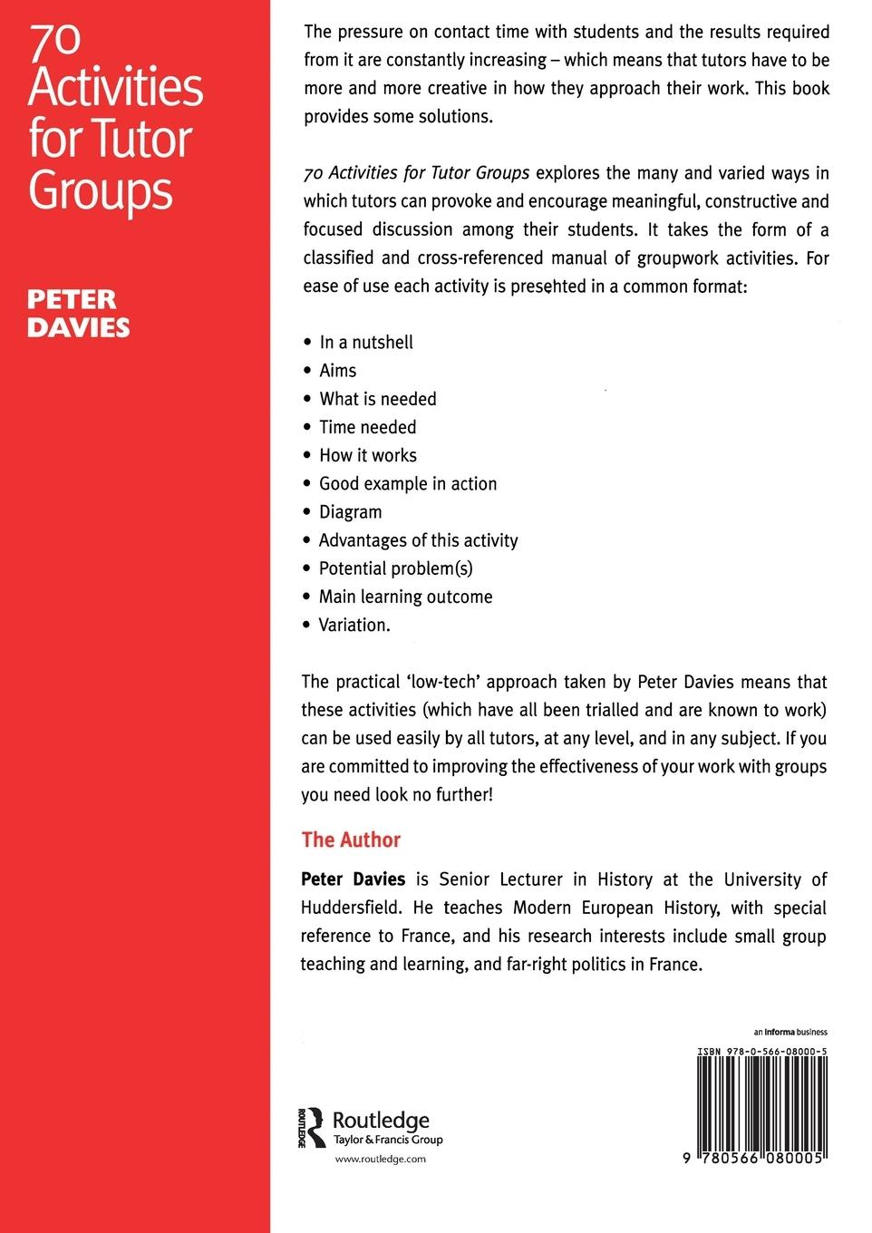Rückseitencover 70 Activities for Tutor Groups