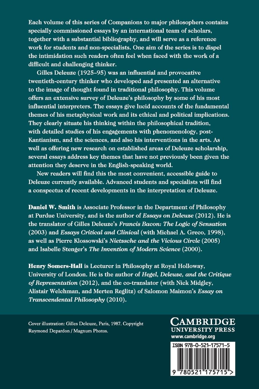 Rückseitencover The Cambridge Companion to Deleuze
