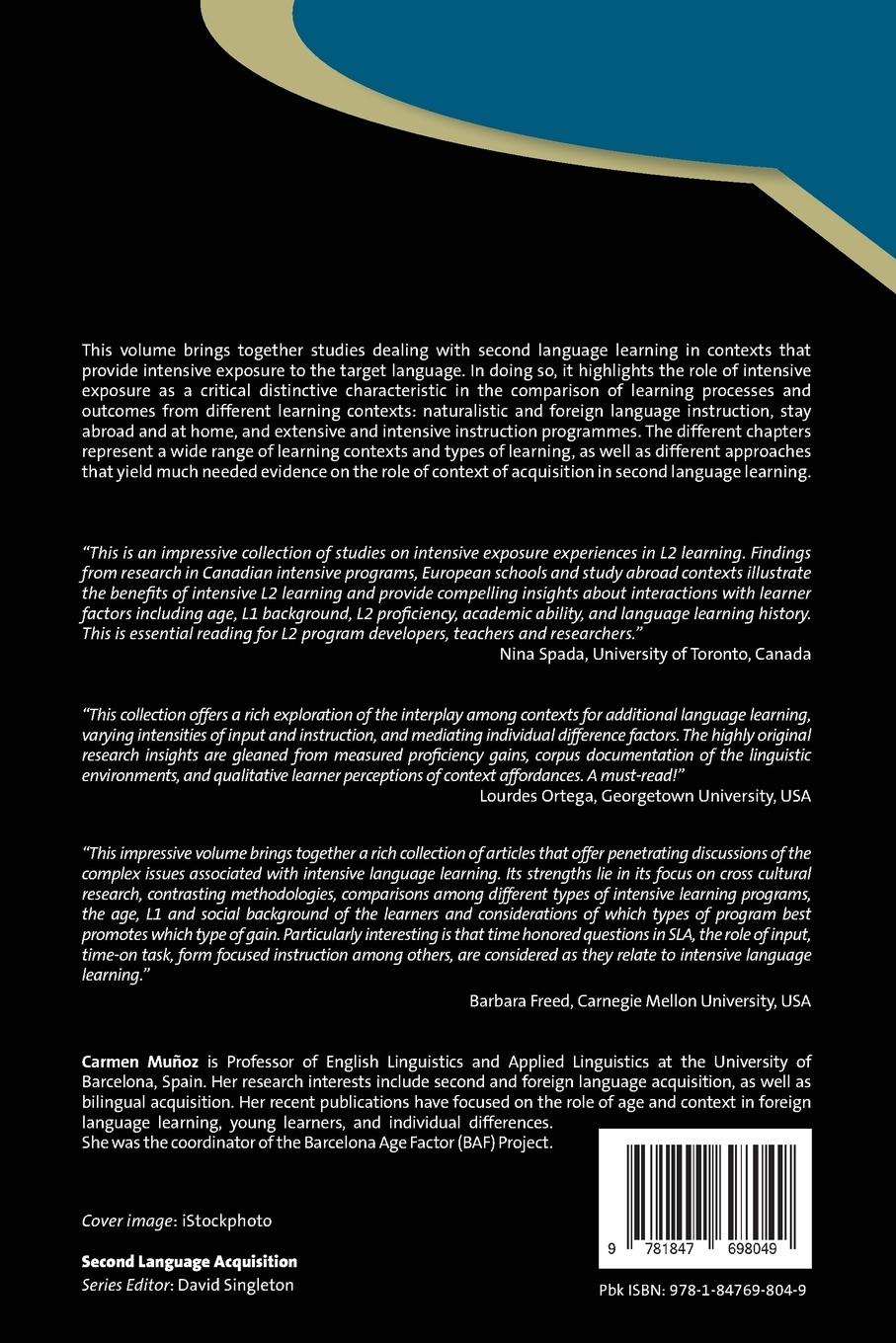 Rückseitencover Intensive Exposure Experiences in Second Language Learning