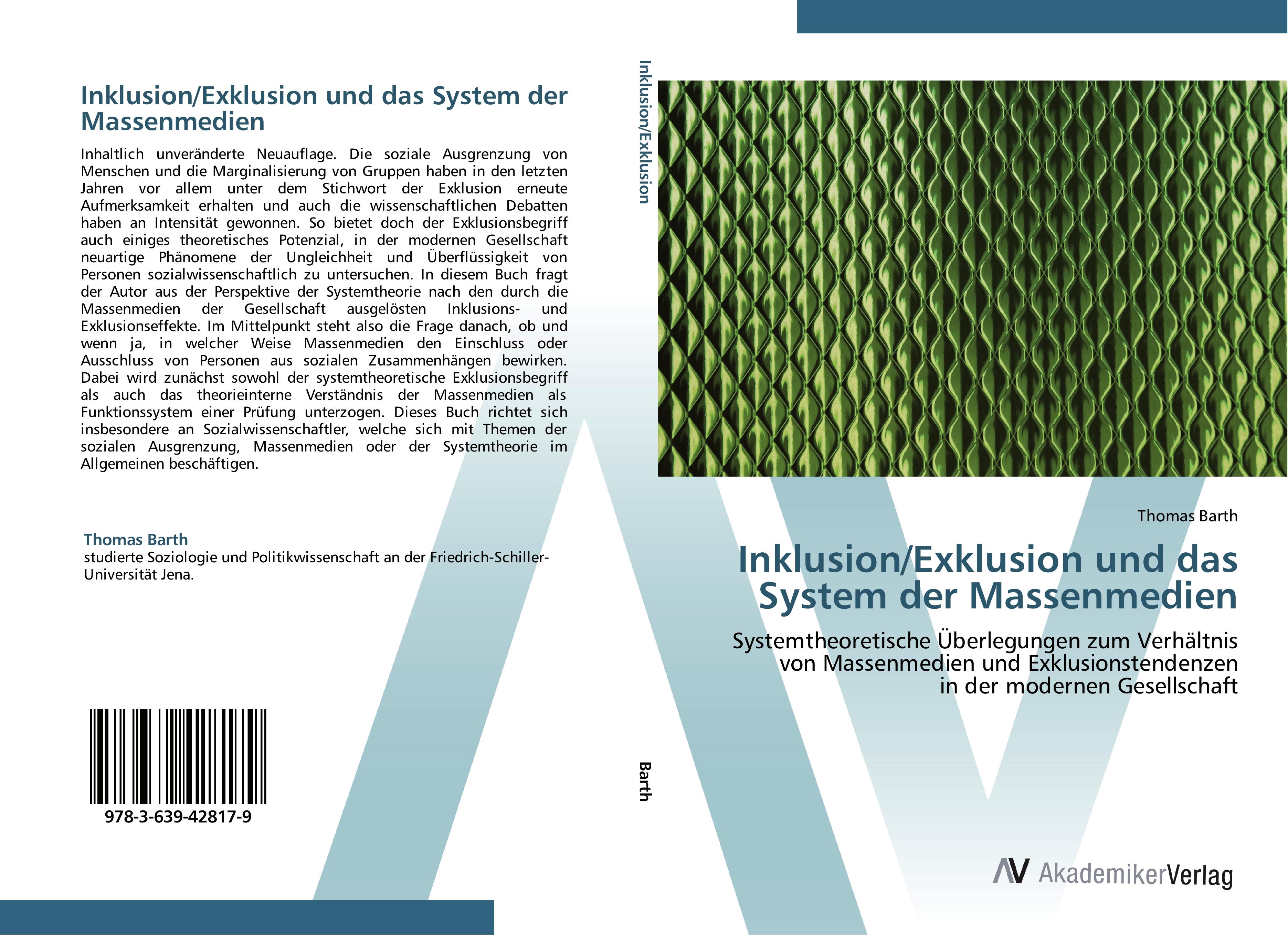 Vorderes Coverbild Inklusion/Exklusion und das System der Massenmedien